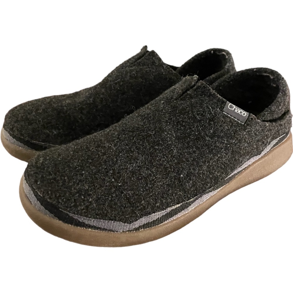 Chaco Revel Wool Slip On Slippers Moc House Shoe Black Women’s Size 8 EUC